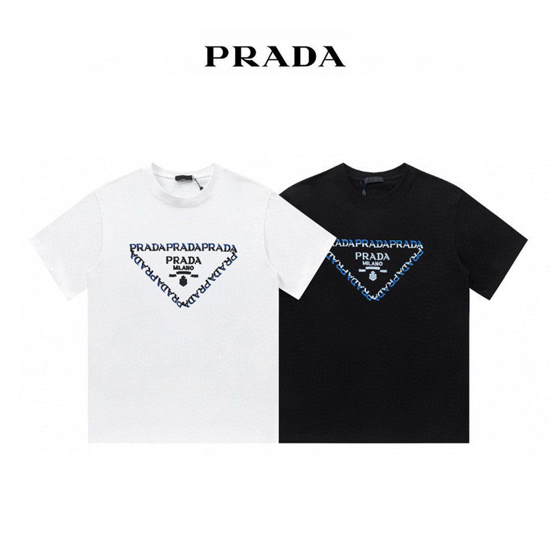 【PRADA】PRADA プラダの新作 ジャガードニット ラウンドネック Tシャツ 半袖