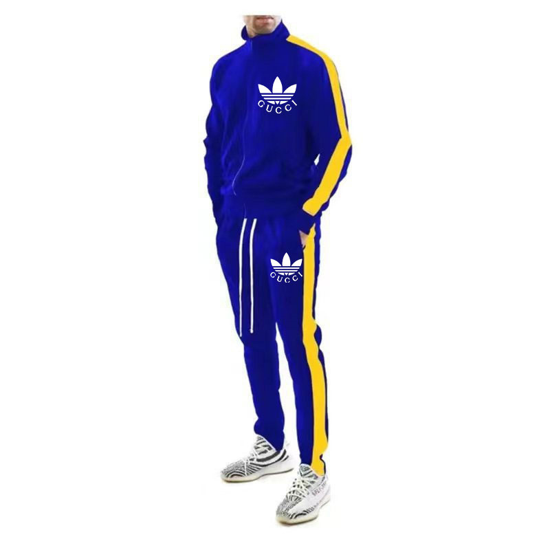 adidas X GUCCI アディダス連名 グッチ カラーブロック スタンドカラー カジュアル スポーツスーツ メンズ