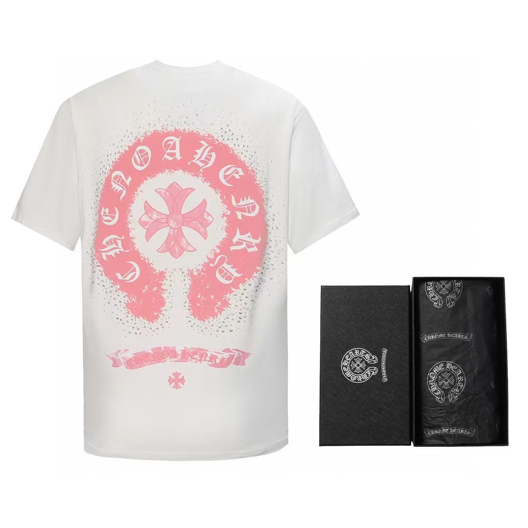 【CHROME HEARTS】クロムハート ホースシュー ダイヤモンド プリント 半袖 Tシャツ