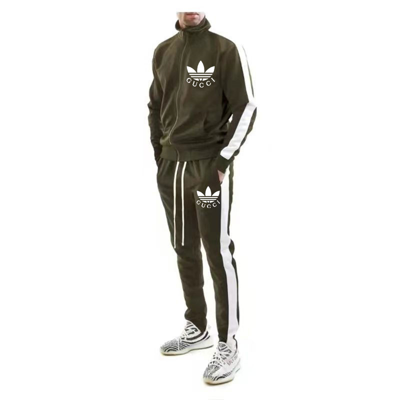 adidas X GUCCI アディダス連名 グッチ カラーブロック スタンドカラー カジュアル スポーツスーツ メンズ