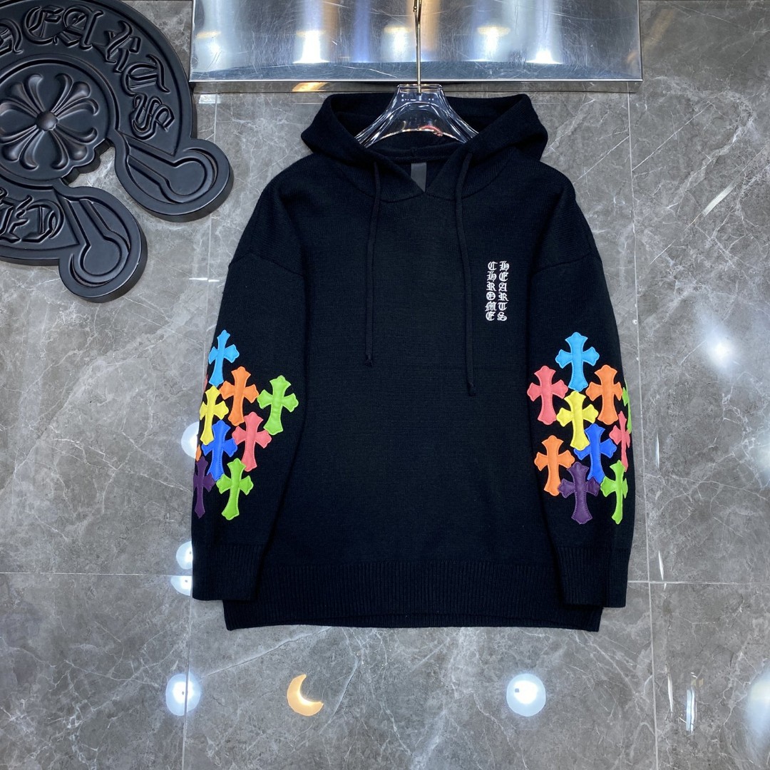 Chrome Hearts / クロムハーツ🍁秋冬セーターシリーズ🍁 2023 重工業カラーアームズレッドマウス刺繍セーター パーカー