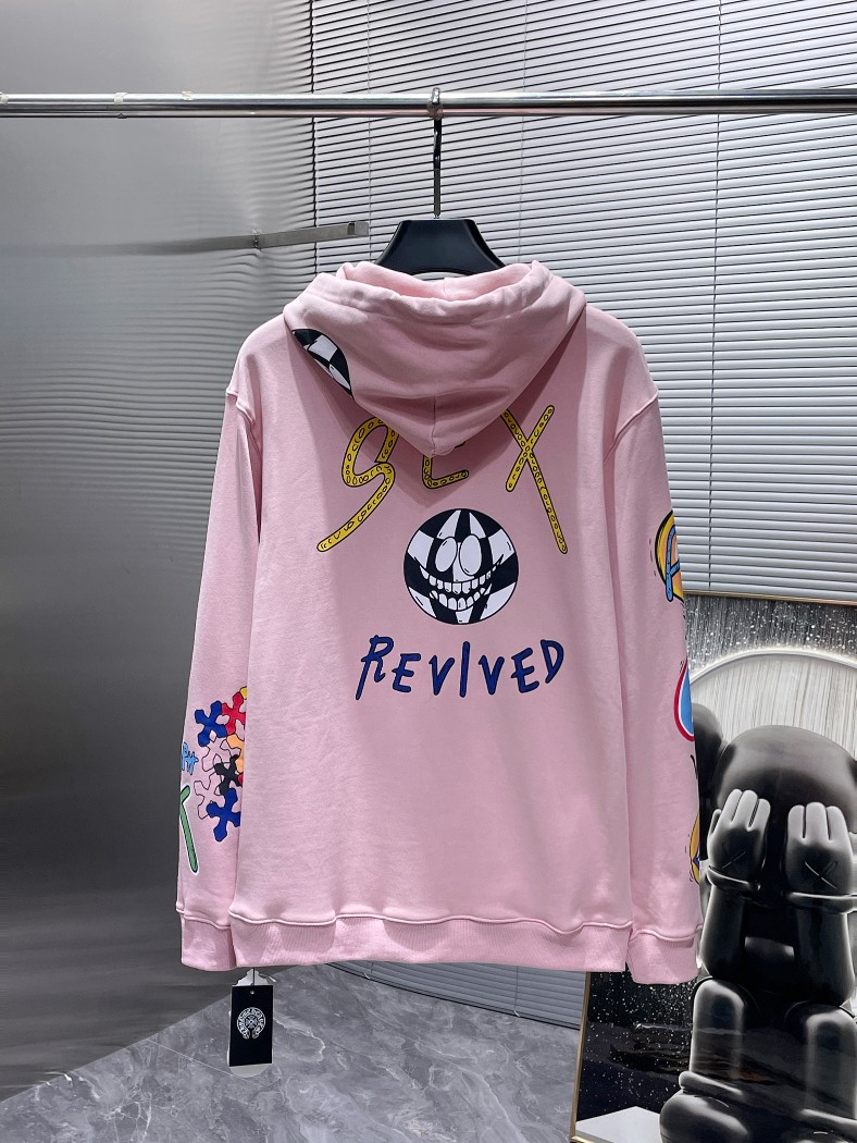 Chrome Hearts ❤ クロムハーツ ❤ パーカー サンスクリット語の手描きグラフィティ フード付きスウェットシャツ