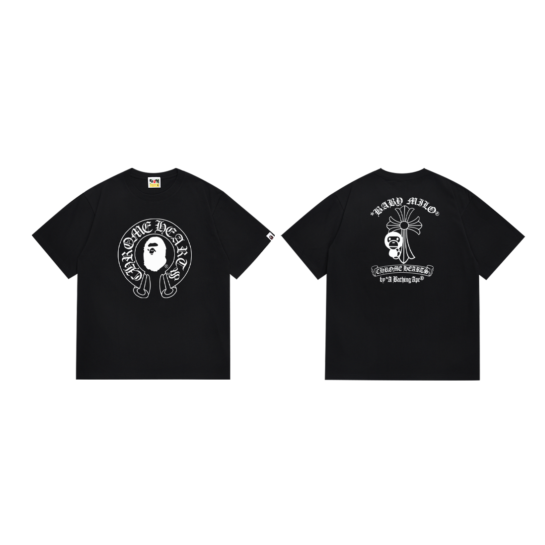 【Chrome HEARTS】 X 【BAPE】 エイプヘッドジョイント Chrome Hearts クラシックレタープリント 半袖 Tシャツ
