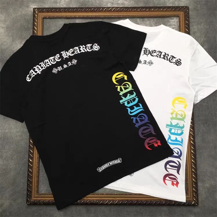 【Chrome Hearts 】【今日注文なら、もう一つ無料サービス】クロムハーツ夏の新作 半袖レタープリントTシャツ 男女兼用