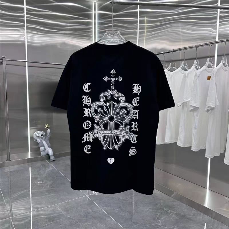【Chrome Hearts】【今日注文なら、もう一つ無料サービス】クロムハート クロス サンスクリット ルーズ カップル 半袖 男女兼用