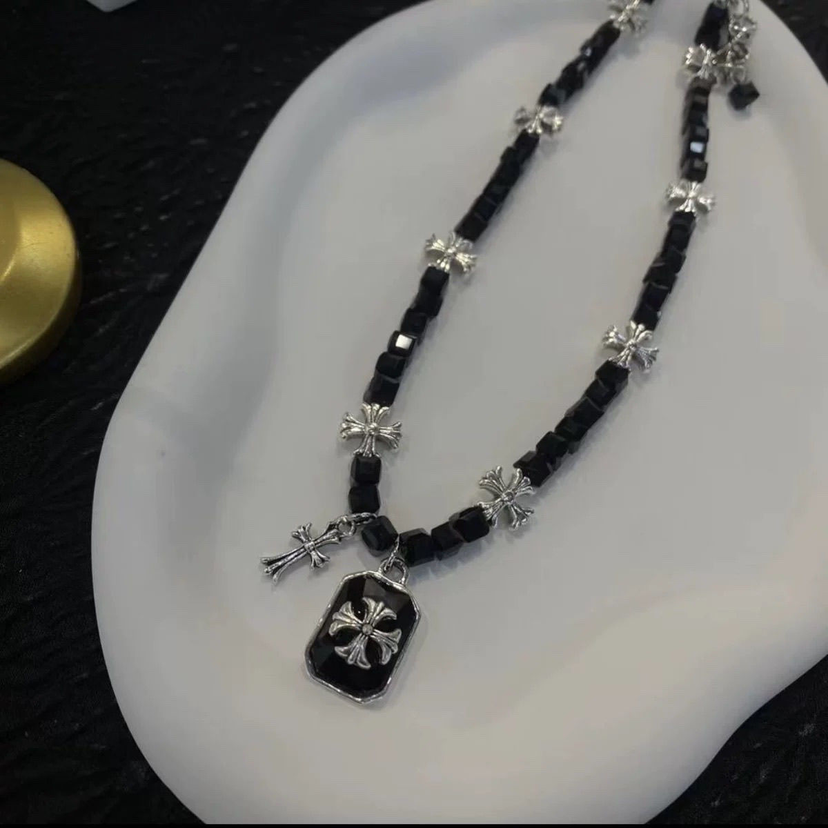 【Chrome hearts】クロススクエアクラビクルチェーンクロウハートネックレス 男女兼用