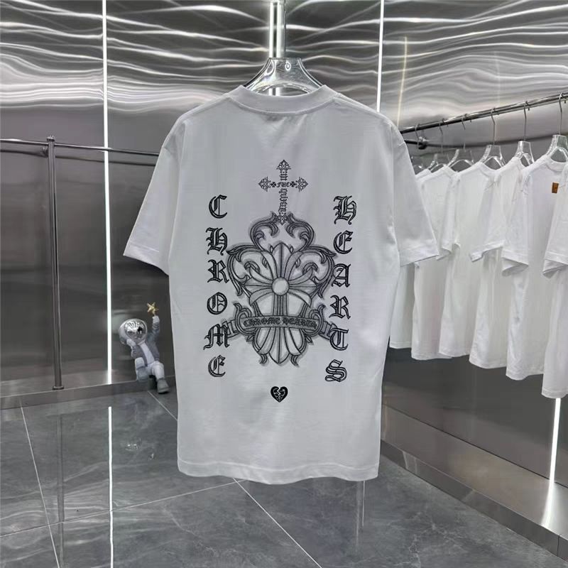 【Chrome Hearts】【今日注文なら、もう一つ無料サービス】クロムハート クロス サンスクリット ルーズ カップル 半袖 男女兼用