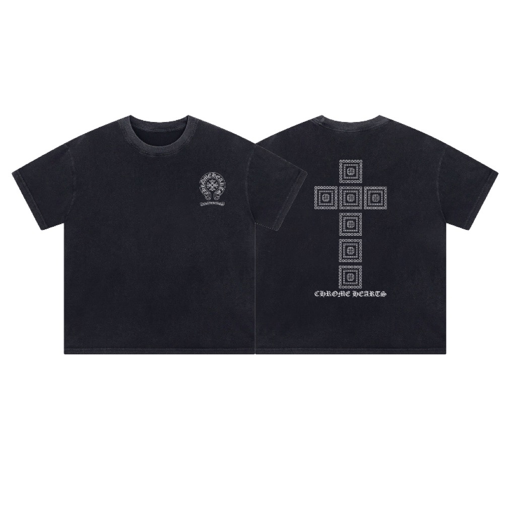 【Chrome Hearts】Chrome Hearts 新作 クロスプリント レトロ 半袖Tシャツ 男女兼用