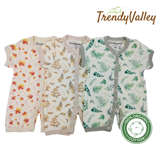 Trendyvalley Organic Cotton Short Sleeve Short Pant Baby Romper （Seasons Design)