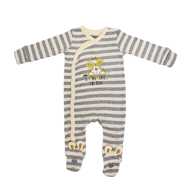 Trendyvalley Organic Cotton Long Sleeve Long Pant With Feet Covered Baby Romper (Bunny Limited )