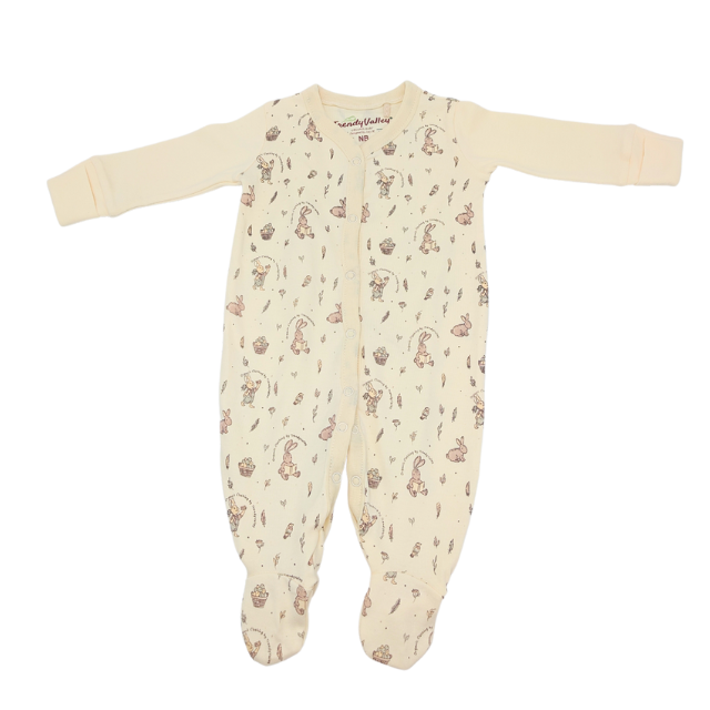 Trendyvalley Organic Cotton One Piece Suit Romper With Hands and Feet Covered Printed Design