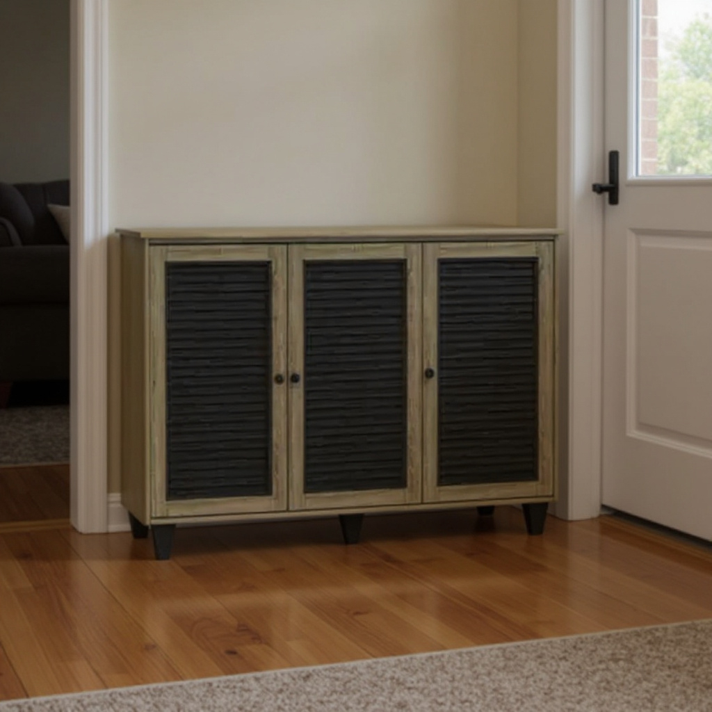 3 Slatted Door Shoe Cabinet