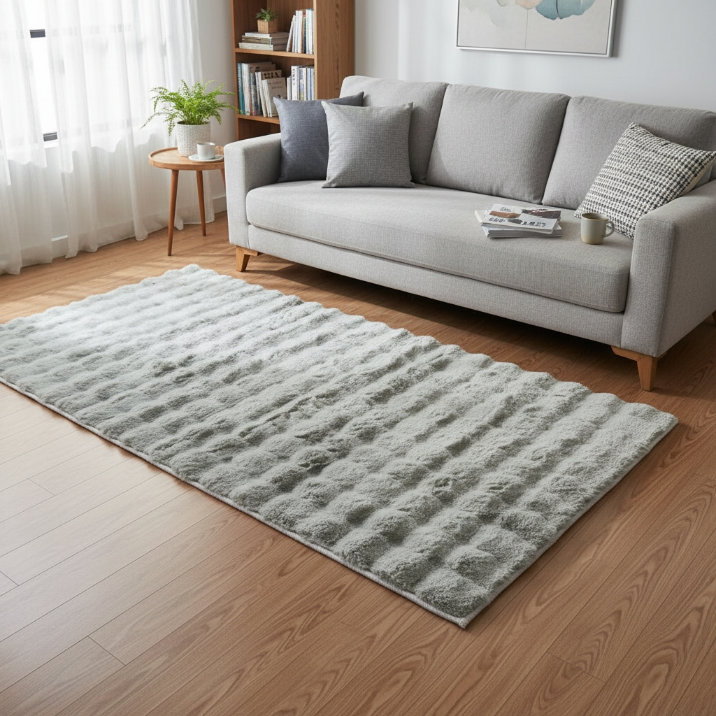 3D Bubble Plush Area Rug - Ultra Soft Faux Fur Floor Mat