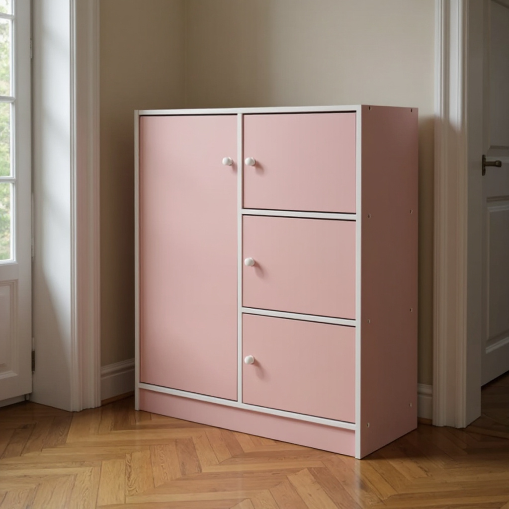 4 Door Pink Children Multipurpose Cabinet