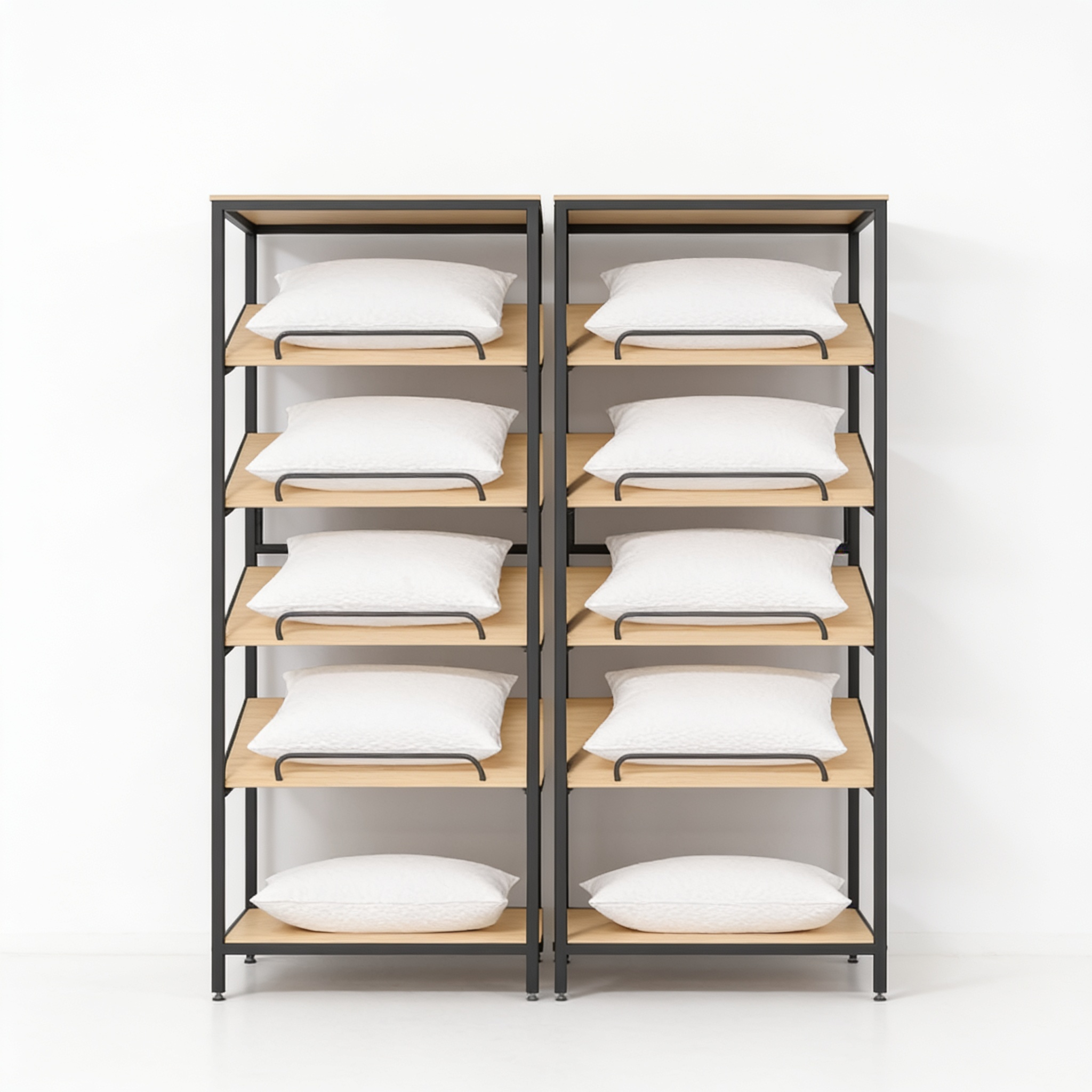5-Tier Commercial Display Rack with Slanted Wood Shelves