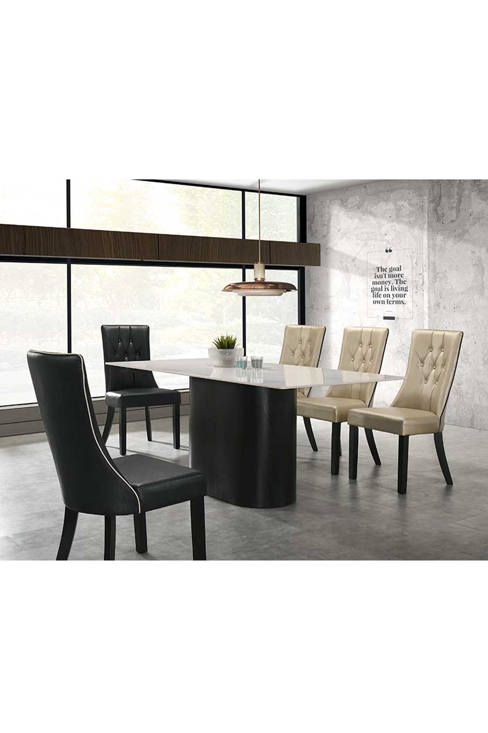 Affermo Dining Table + 6 Comune Leather Dining Chairs