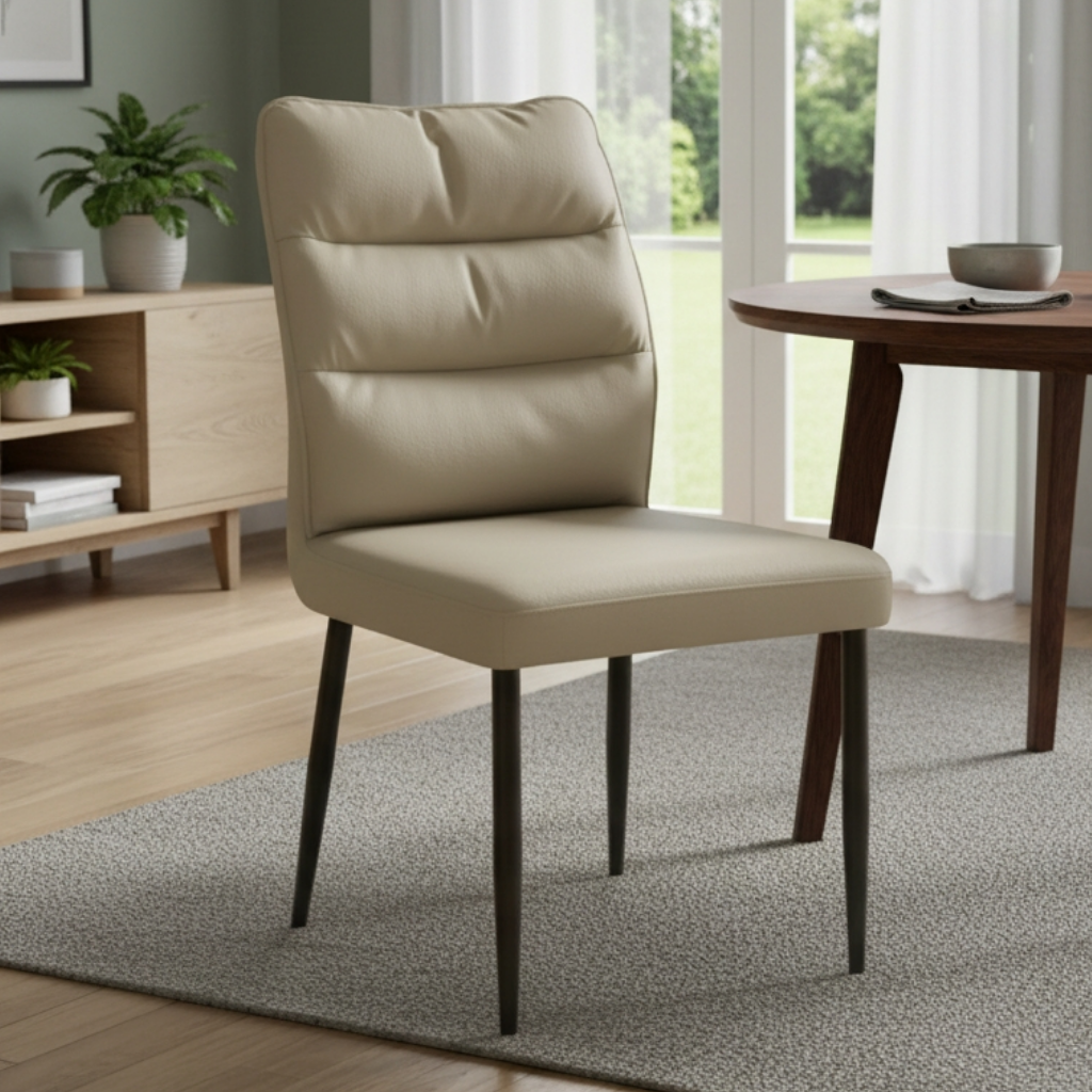 Afi Modern Faux Leather Dining Chair – High-Back Padded Cushion Seat