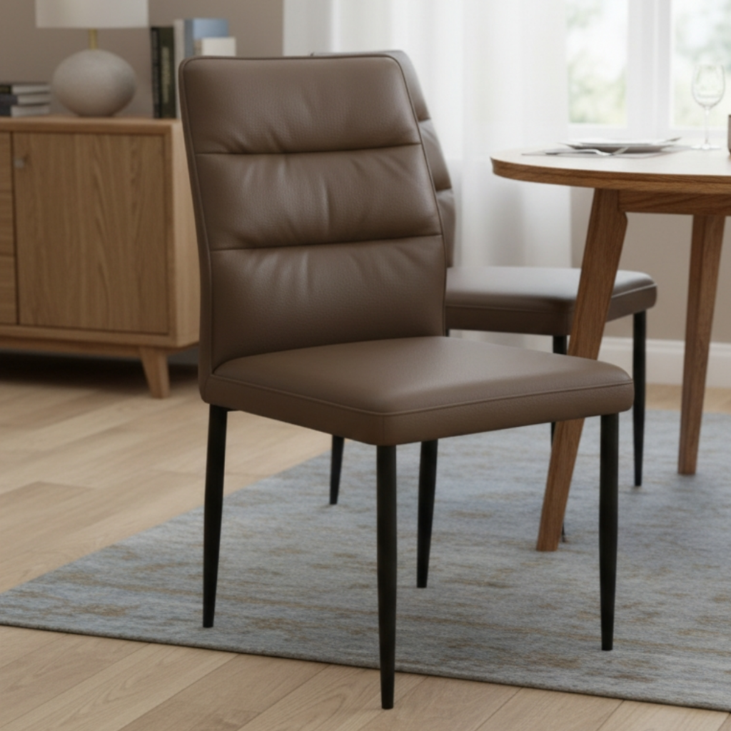 Afi Modern Faux Leather Dining Chair – High-Back Padded Cushion Seat
