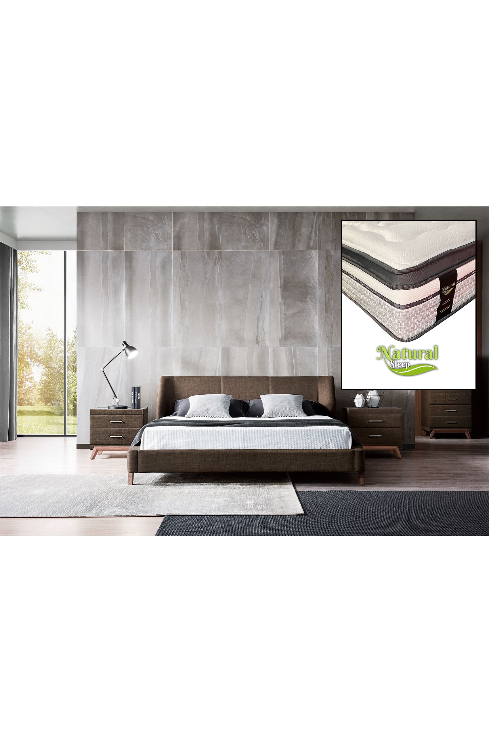 Ander Designer Bed Frame + Natural Sleep Arctic