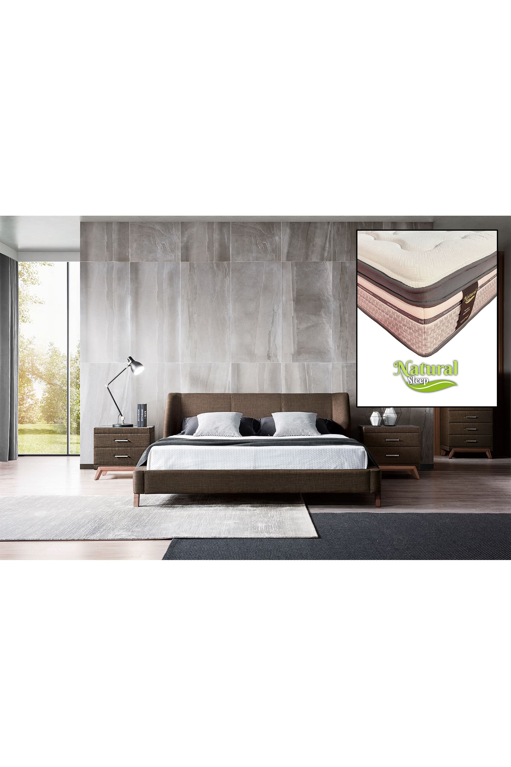 Ander Designer Bed Frame + Natural Sleep Verdant