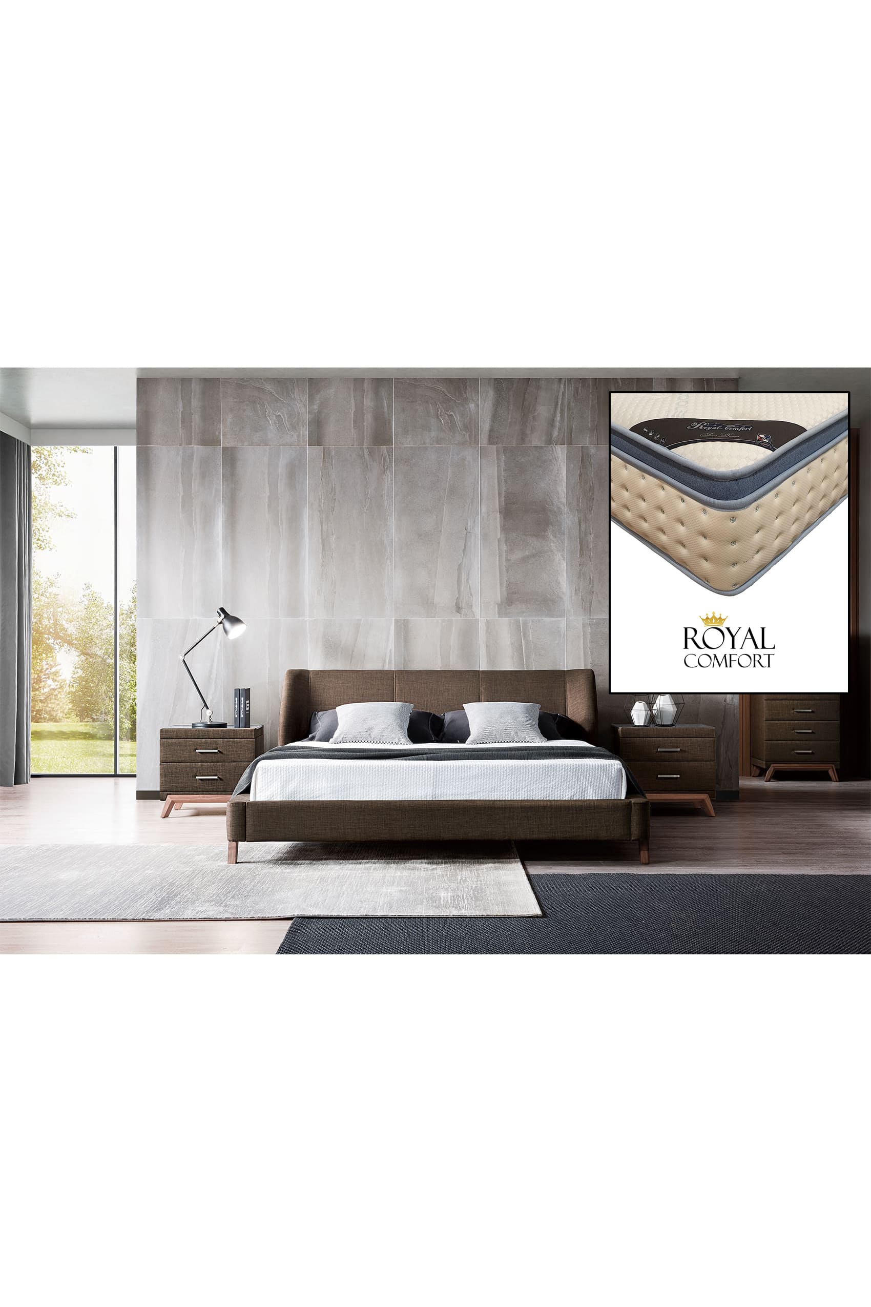 Ander Designer Bed Frame + Royal Comfort Mattress