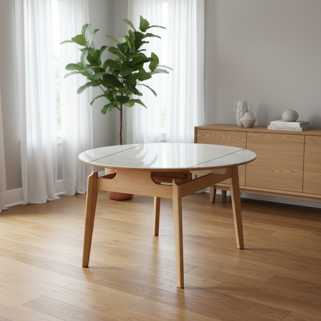 Andrea Faux Marble Extendable Round Dining Table