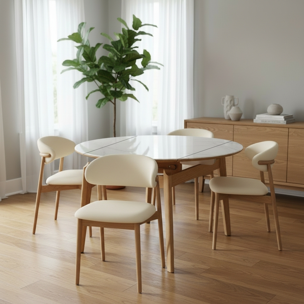 Andrea Faux Marble Extendable Round Dining Table