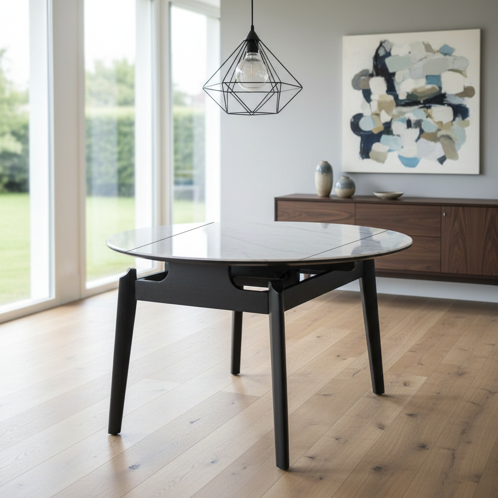 Andrea Faux Marble Extendable Round Dining Table