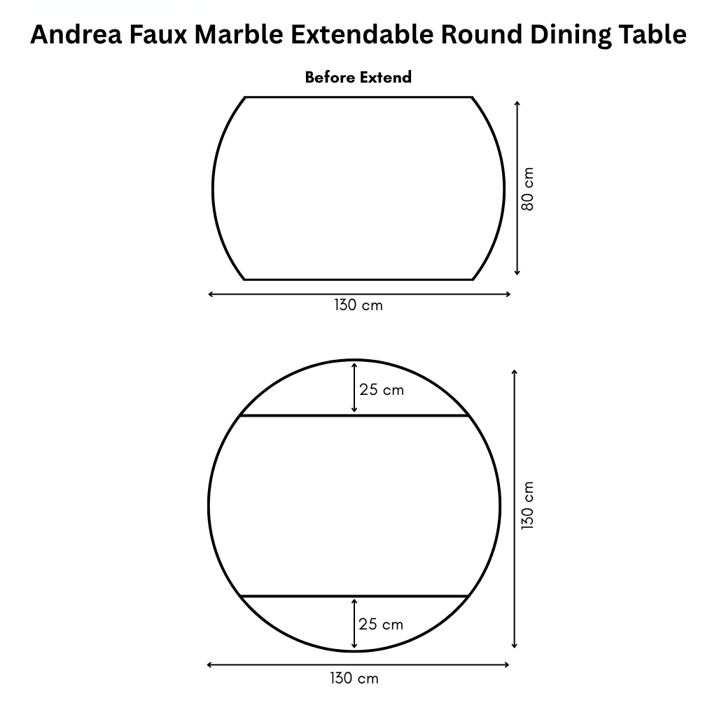 Andrea Faux Marble Extendable Round Dining Table