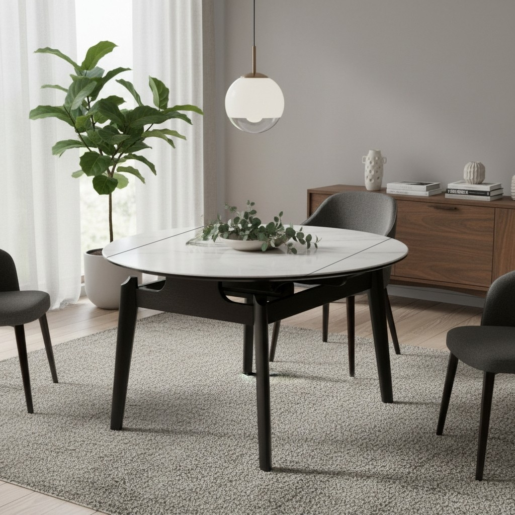 Andrea Faux Marble Extendable Round Dining Table