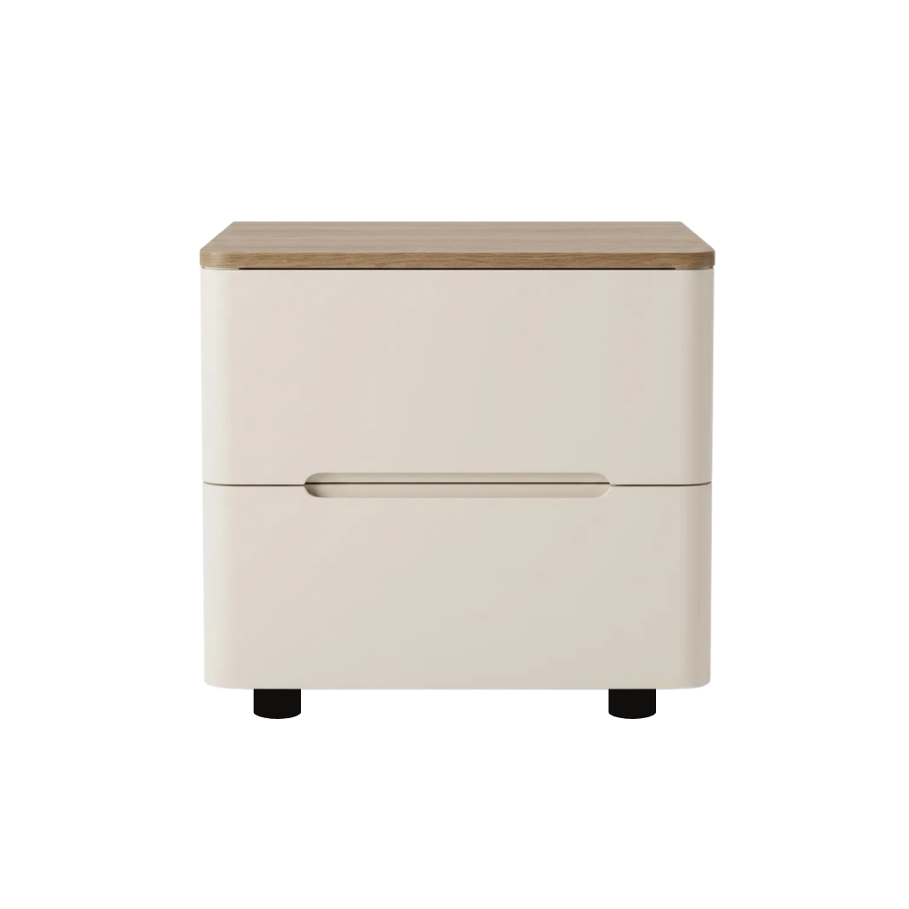 Aspen Aspen Modern Cream 2 Drawer Bedside Table