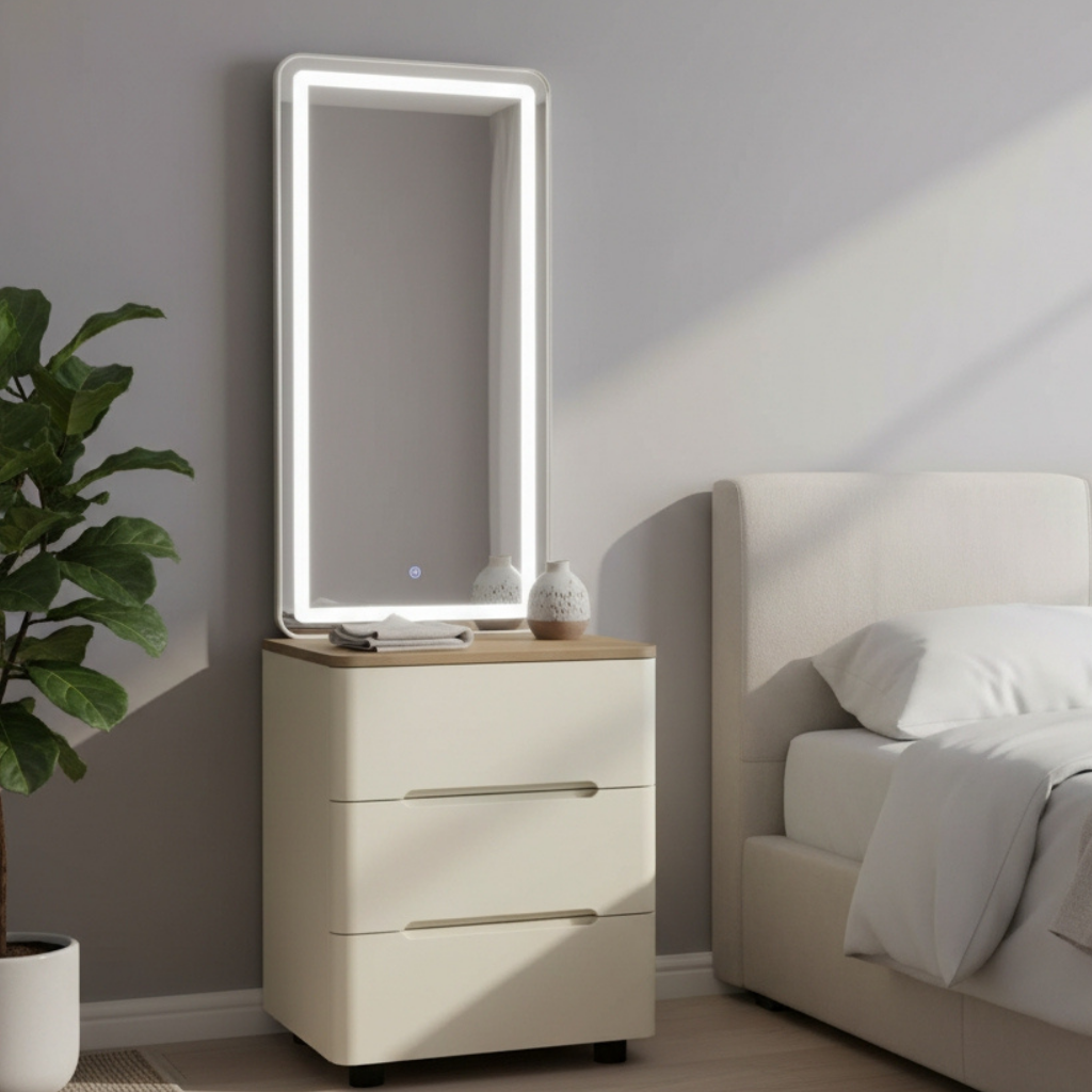 Aspen Aspen Modern Cream 3 Drawer Bedside Table