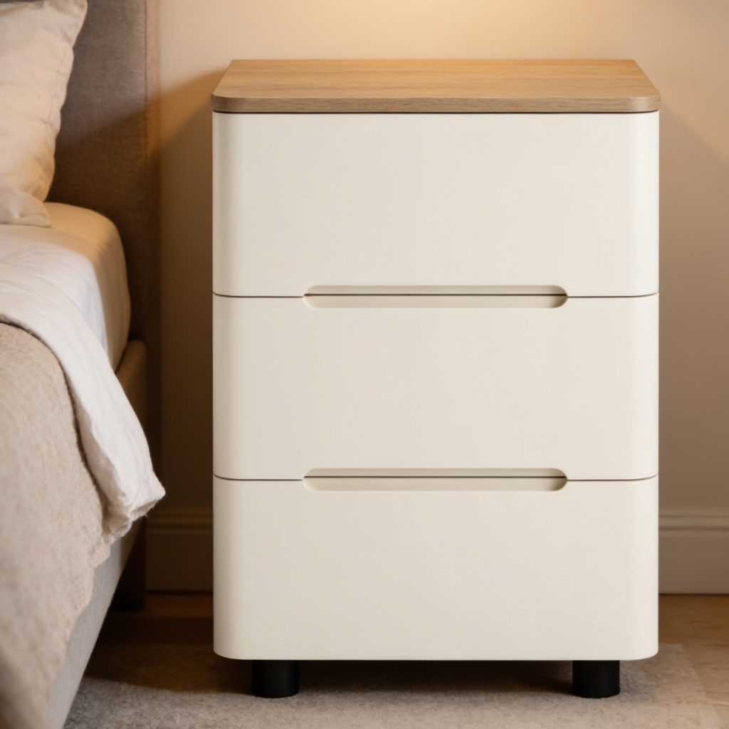 Aspen Aspen Modern Cream 3 Drawer Bedside Table