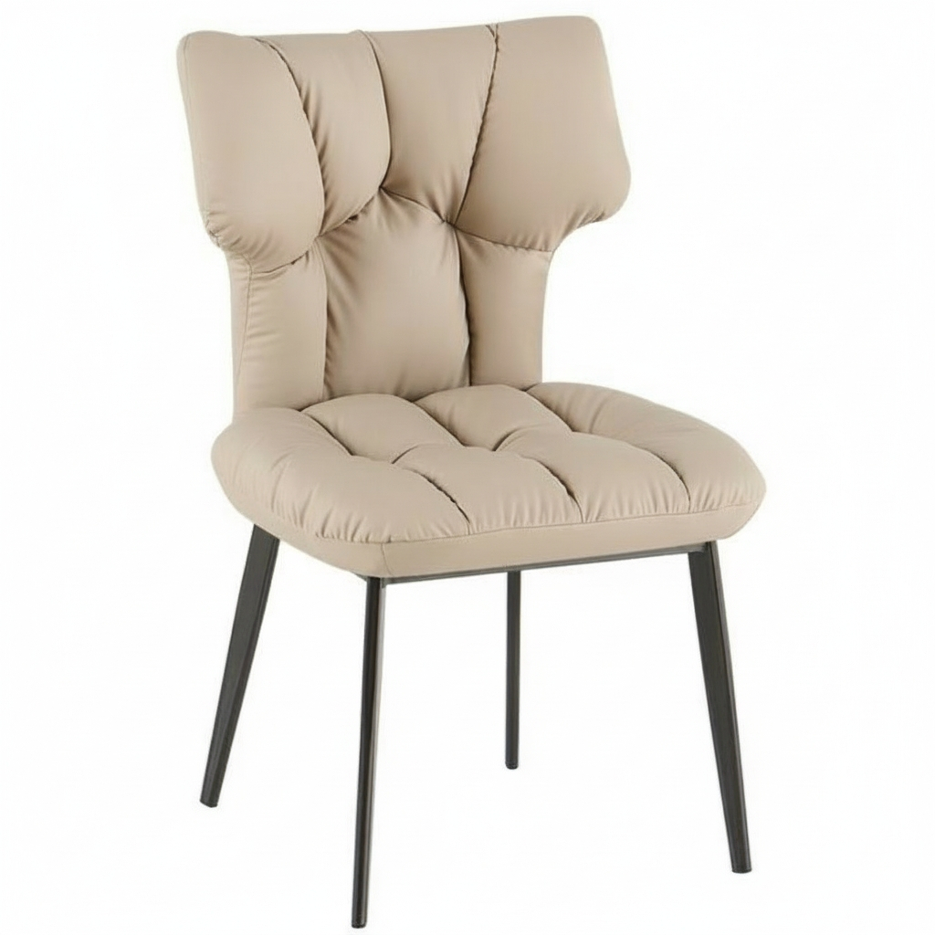 Bari Modern Faux Leather Dining Chair – Tufted Shell Back Accent Chair