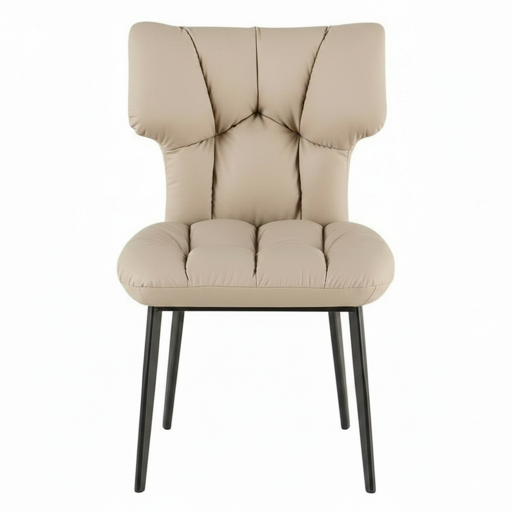 Bari Modern Faux Leather Dining Chair – Tufted Shell Back Accent Chair