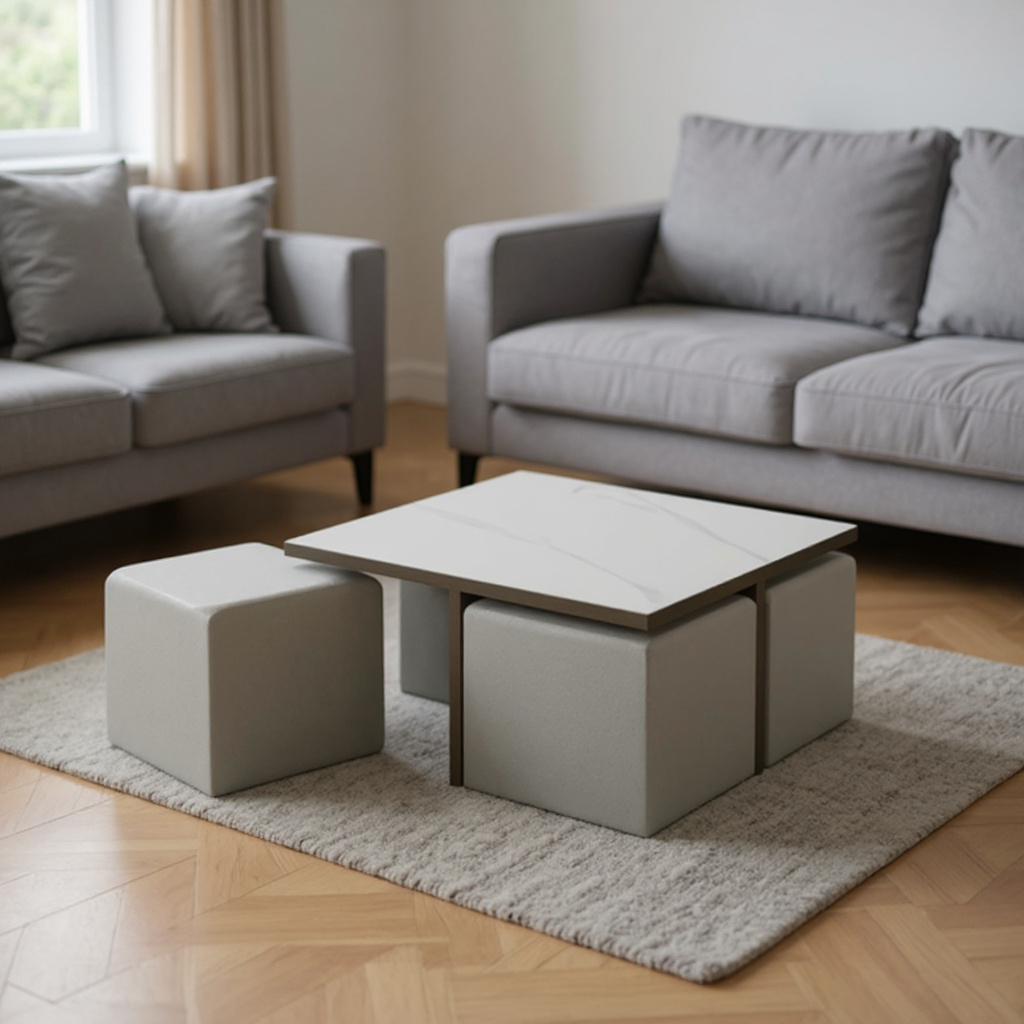 Capri Square Coffee Table + 4 Stool