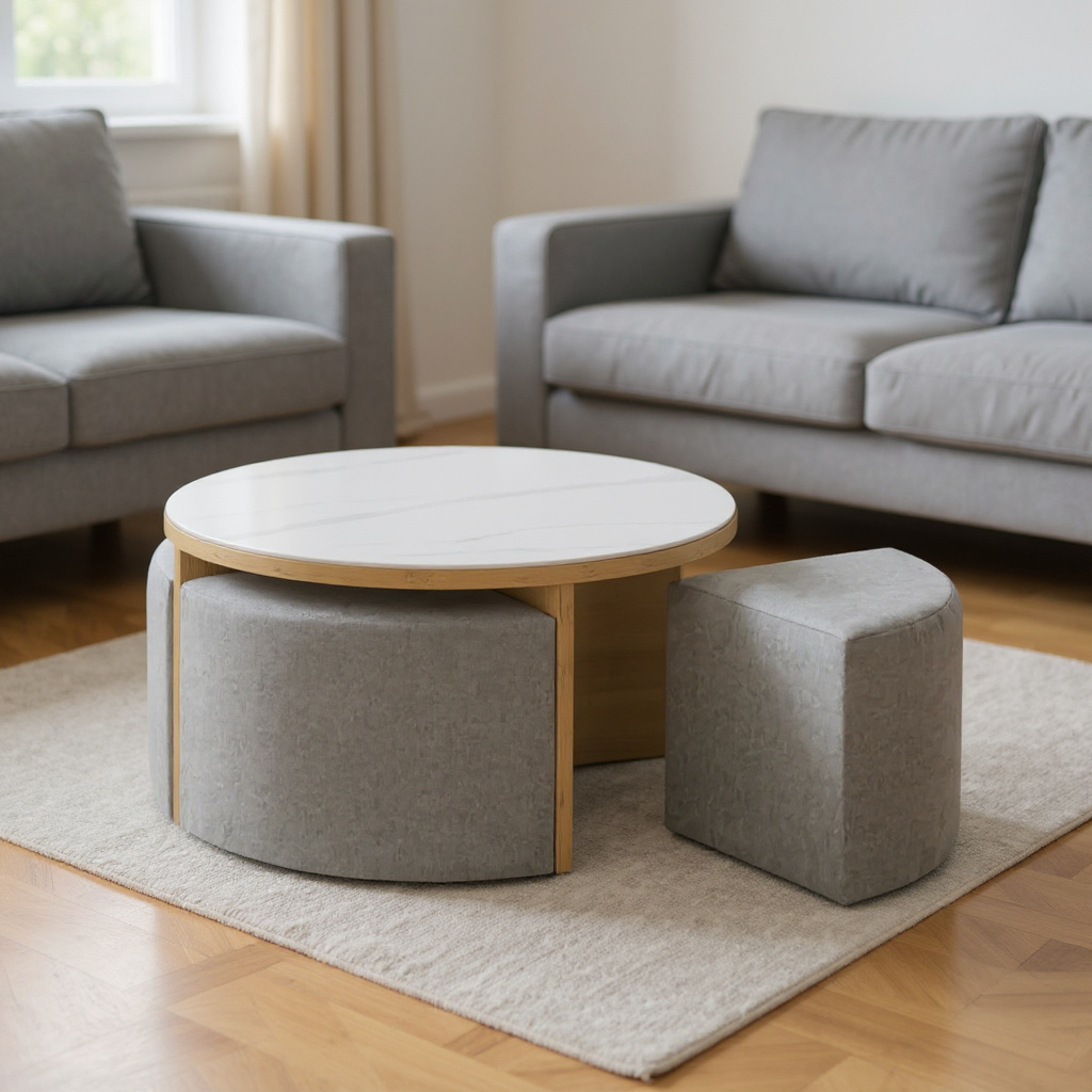 Capri Round Coffee Table + 4 Stool 