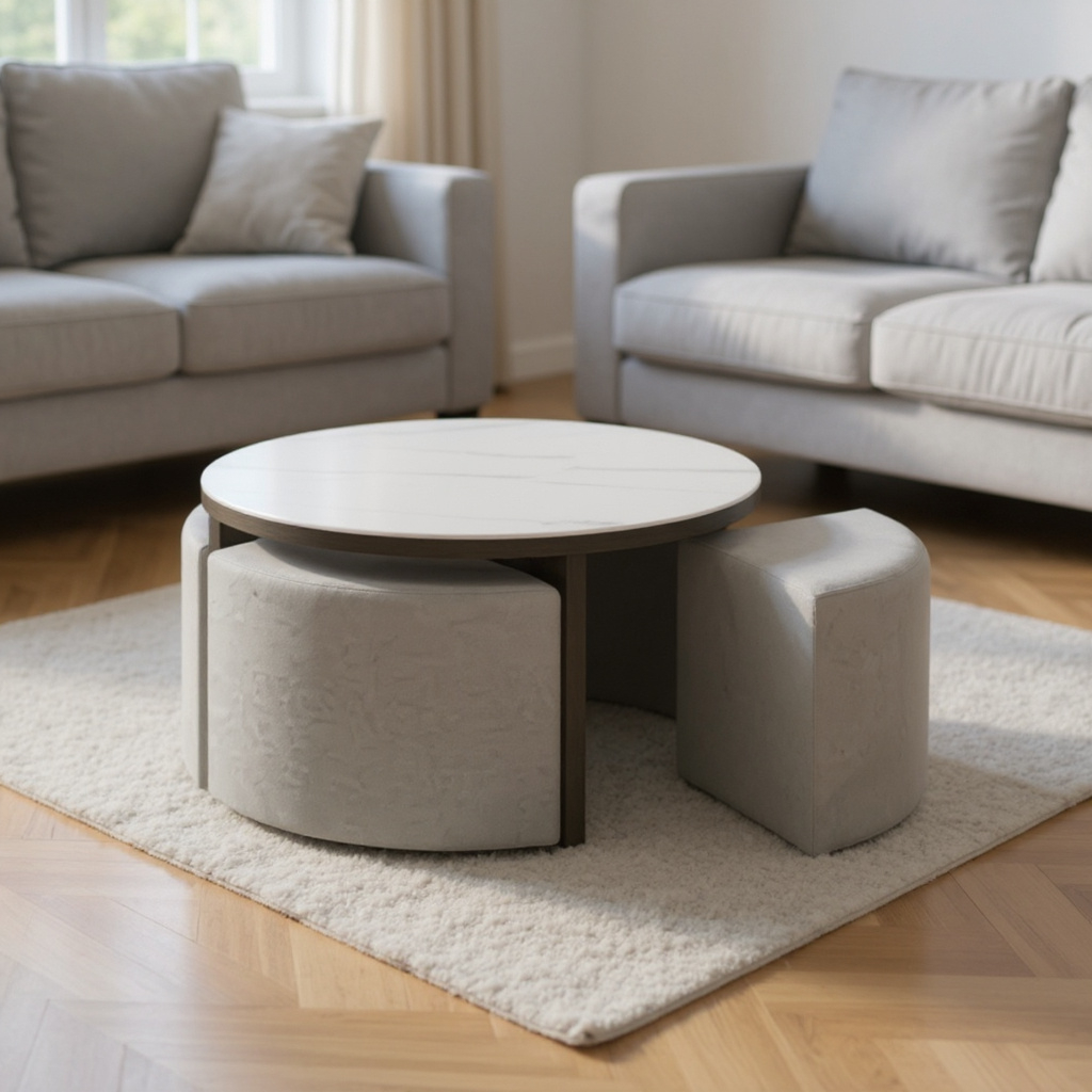 Capri Round Coffee Table + 4 Stool 