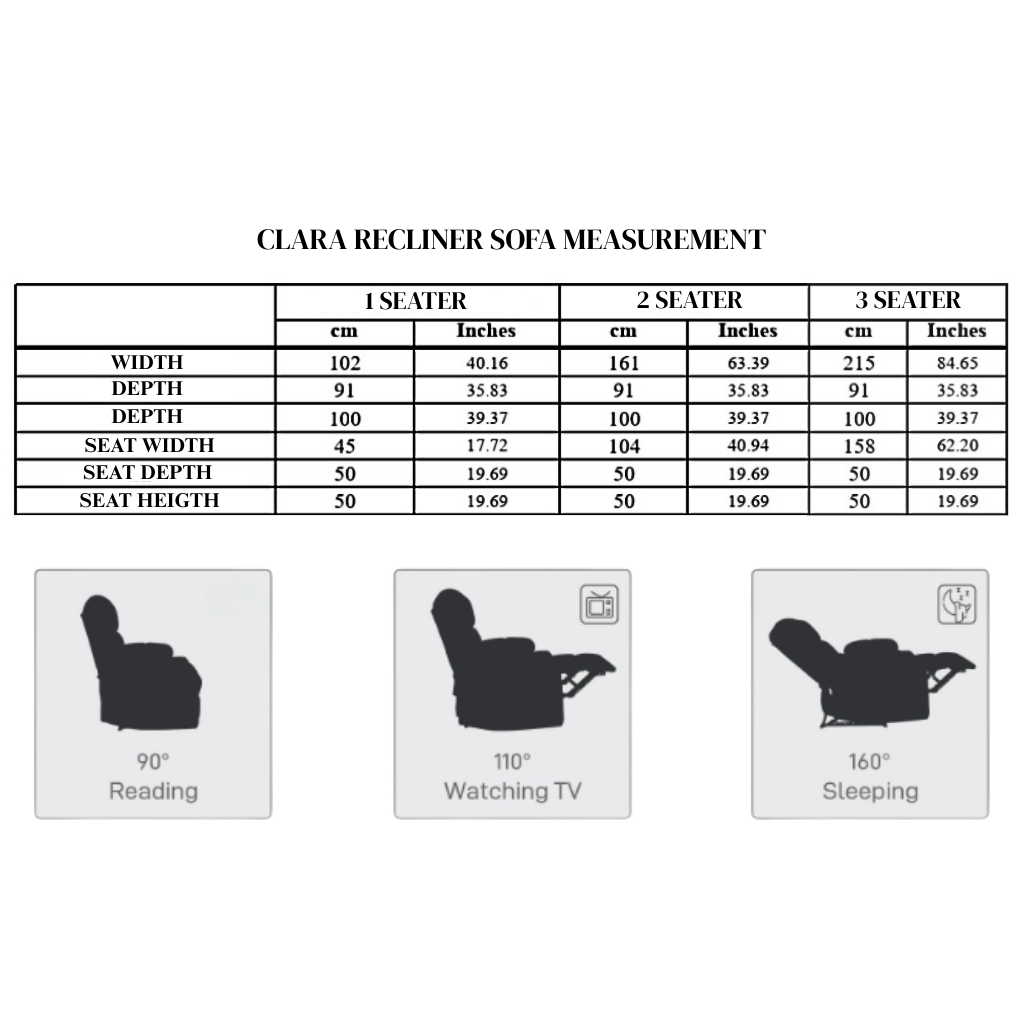 Clara 2 Seater Recliner Sofa (Pet Friendly Fabric)