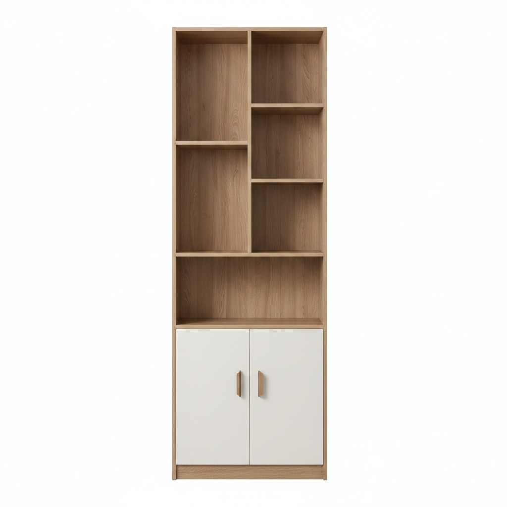 Carlo 6-Shelf Tall Bookshelf – Wood & White