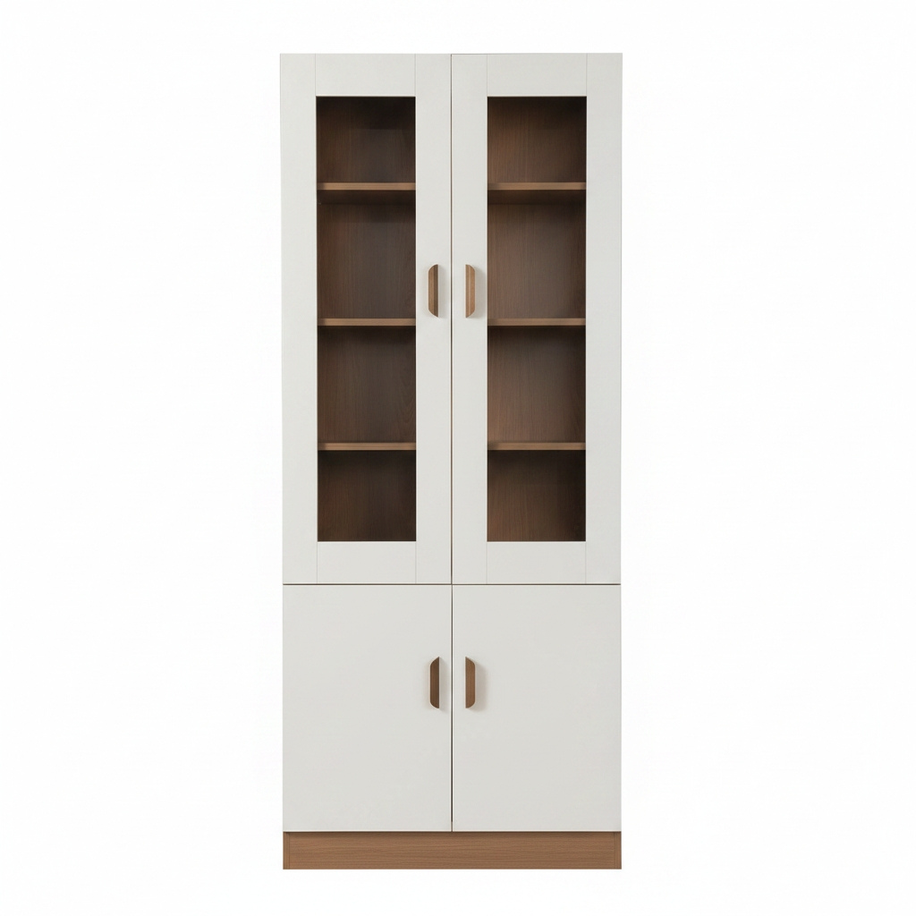 Carlo Contemporary 2-Door Glass Display Cabinet with Lower Storage Cupboard