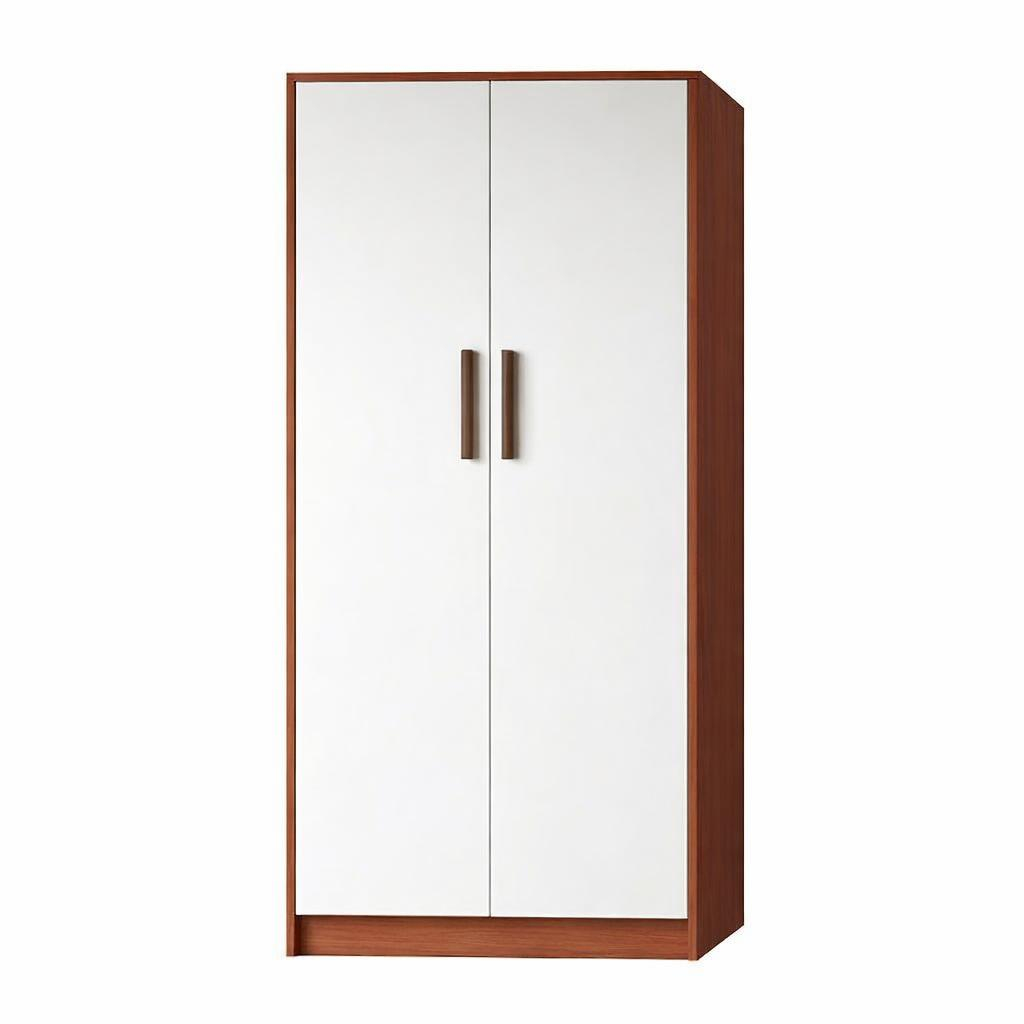 Carlo Modern 2-Door Wooden Wardrobe with Shelves and Hanging Rod