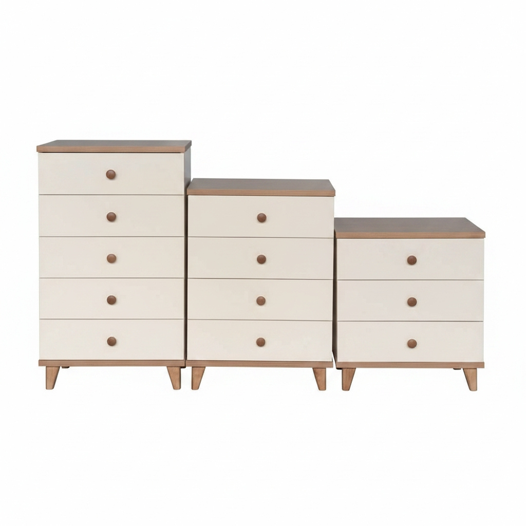 Carlo Modern Nordic 3-Drawer Chest of Drawers – Two-Tone Storage Cabinet