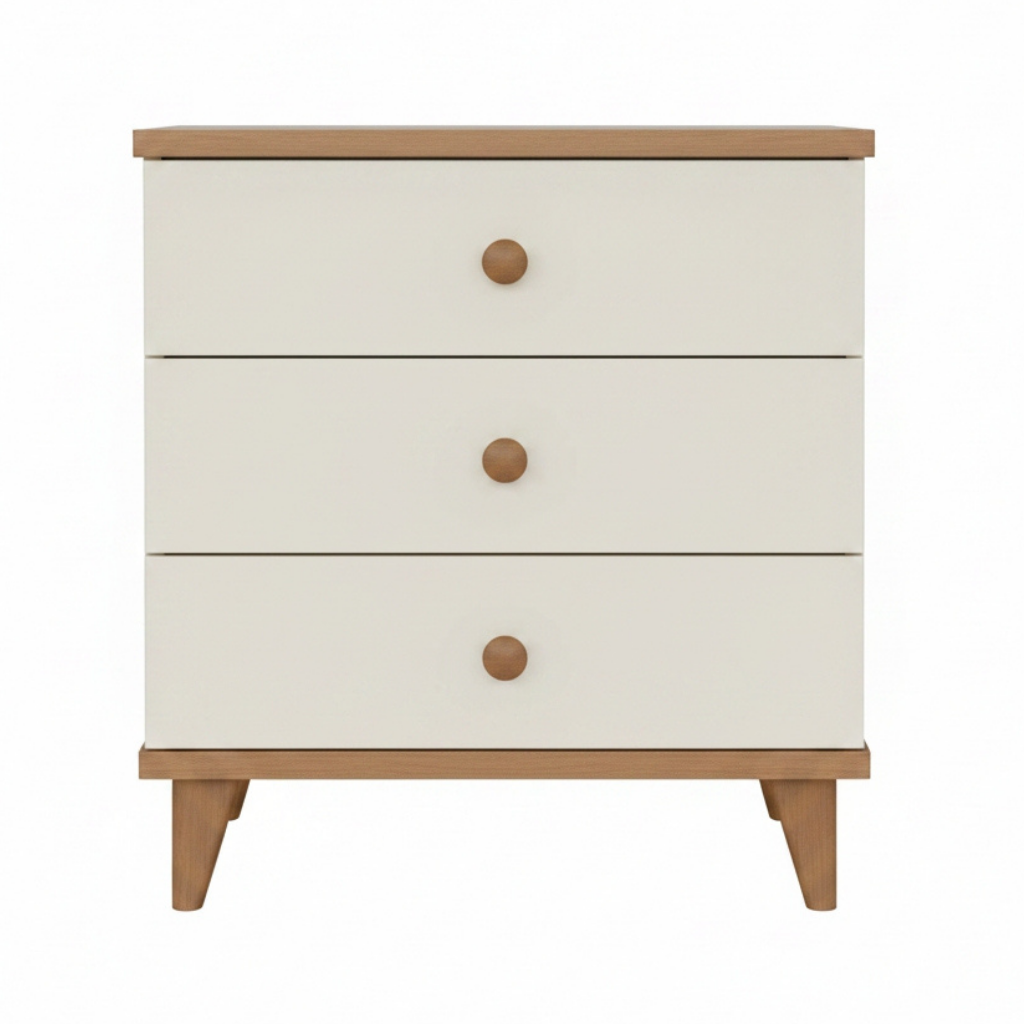 Carlo Modern Nordic 3-Drawer Chest of Drawers – Two-Tone Storage Cabinet