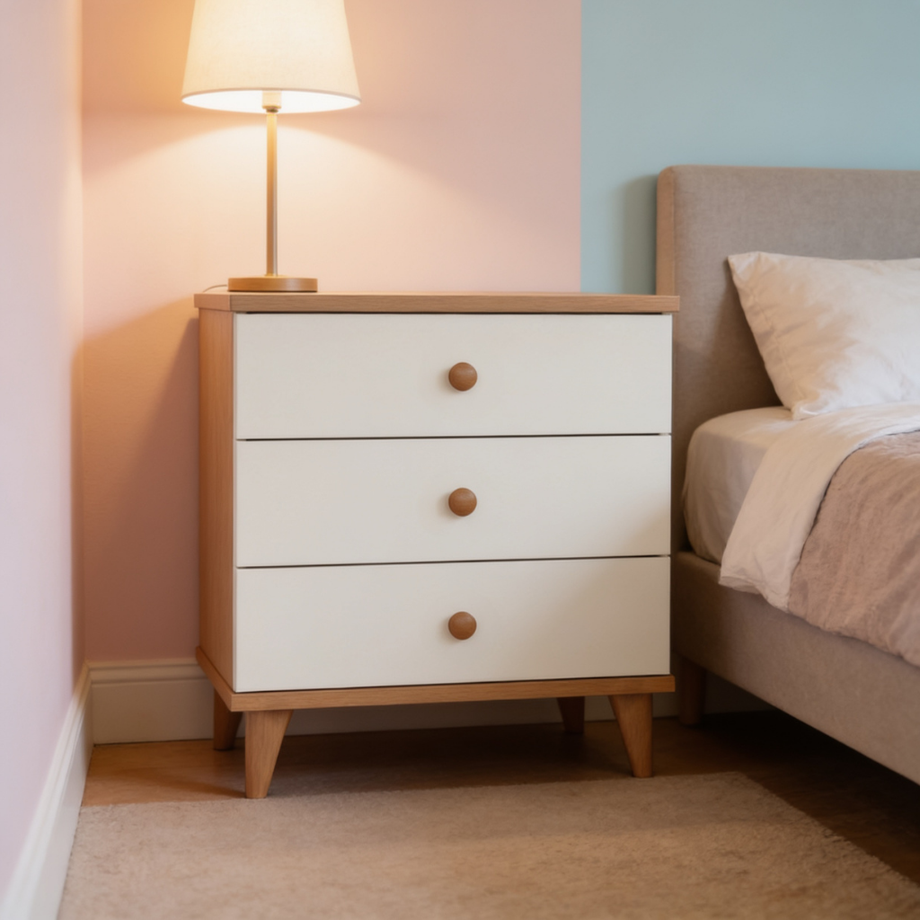 Carlo Modern Nordic 3-Drawer Chest of Drawers – Two-Tone Storage Cabinet