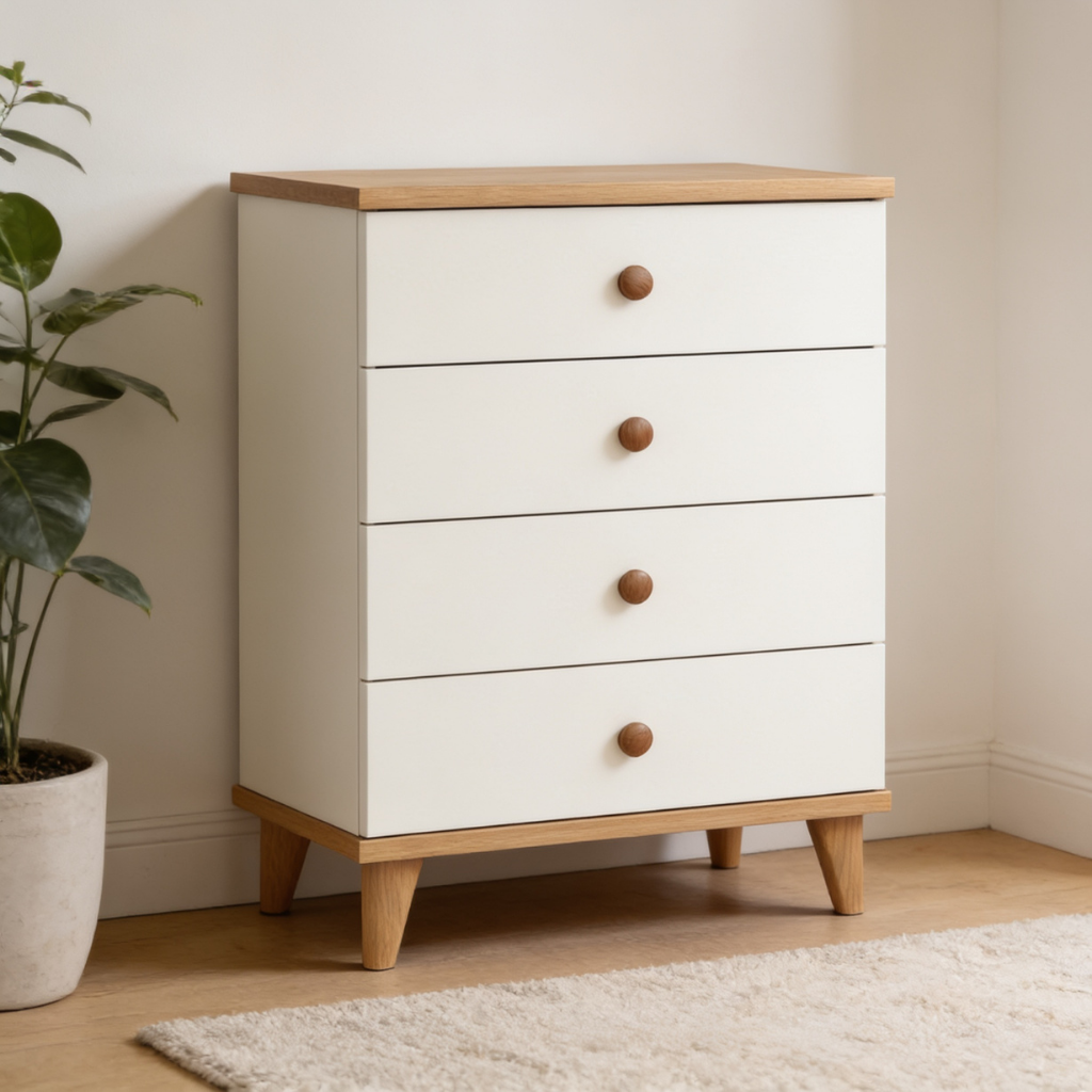 Carlo Modern Nordic 4-Drawer Chest of Drawers – Two-Tone Storage Cabinet