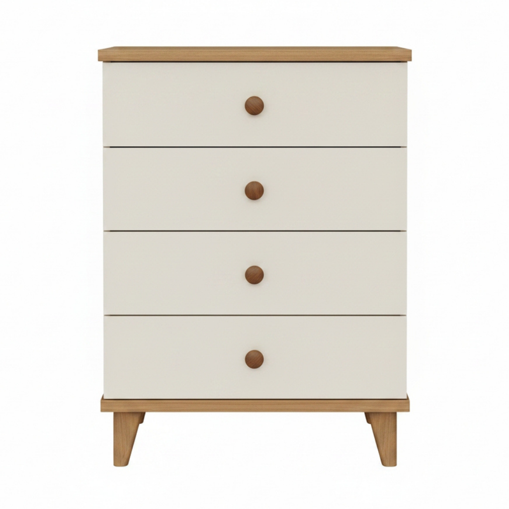 Carlo Modern Nordic 4-Drawer Chest of Drawers – Two-Tone Storage Cabinet