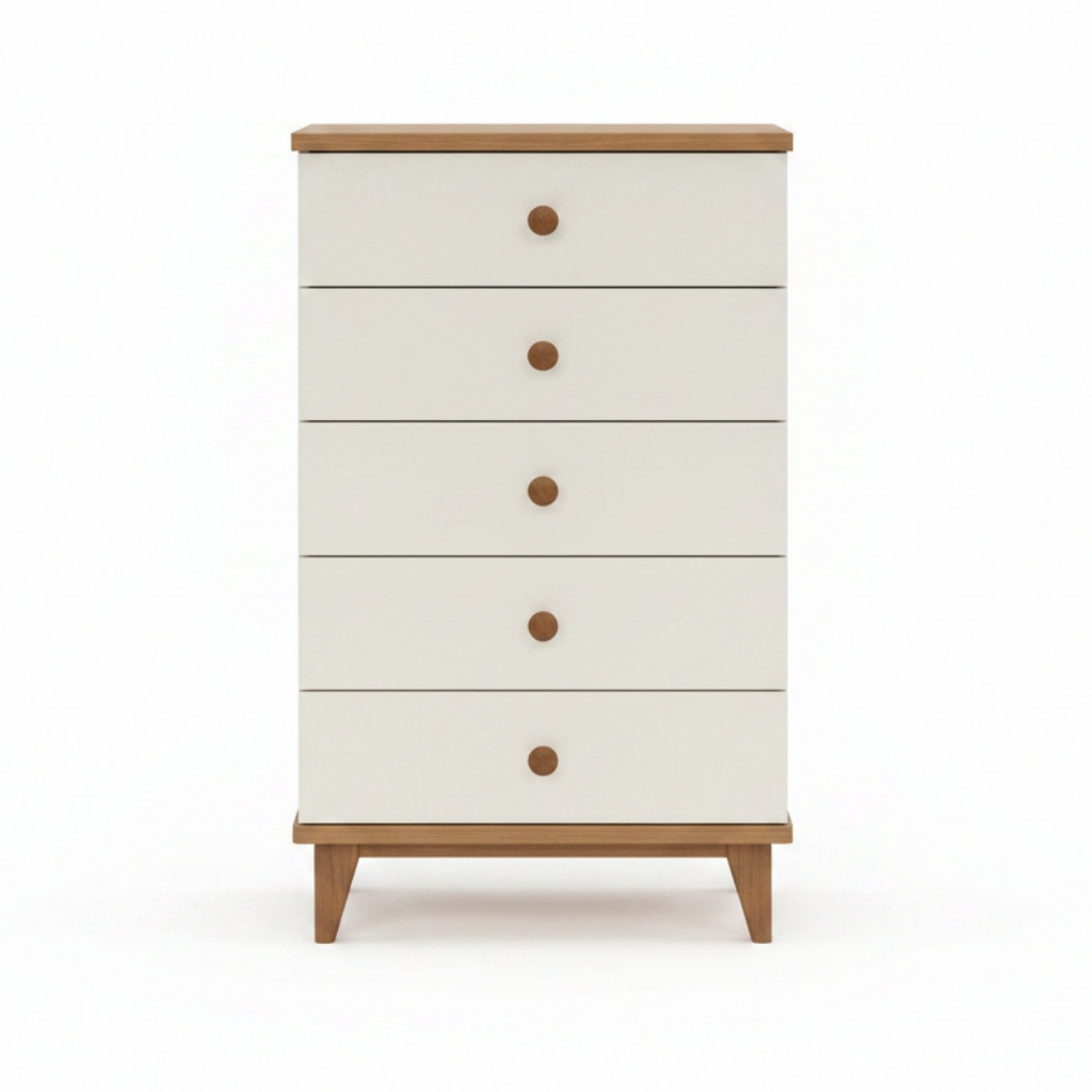 Carlo Modern Nordic 5-Drawer Chest of Drawers – Two-Tone Storage Cabinet