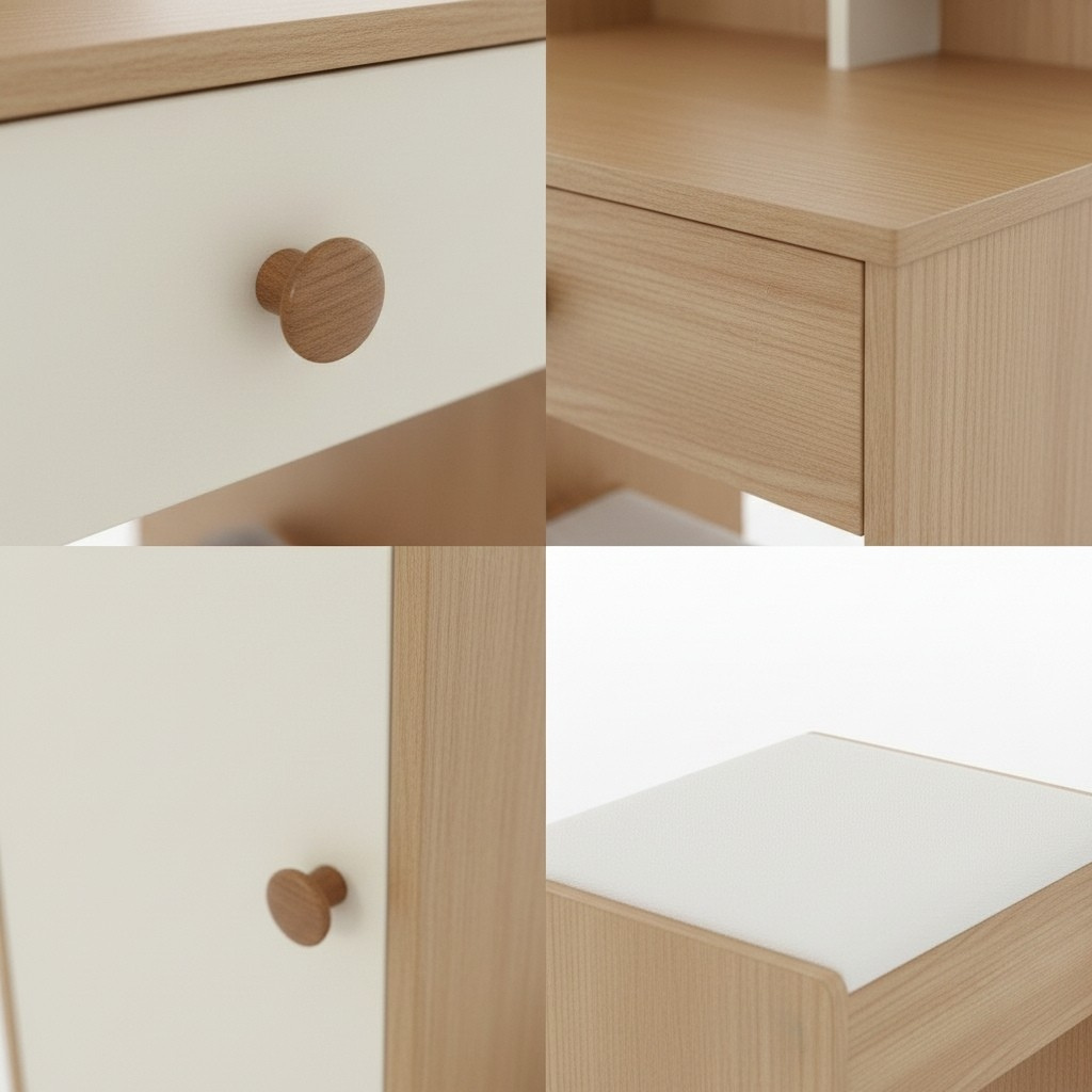 Carlo Wooden Dressing Table Vanity Set with Oval Mirror and Stool