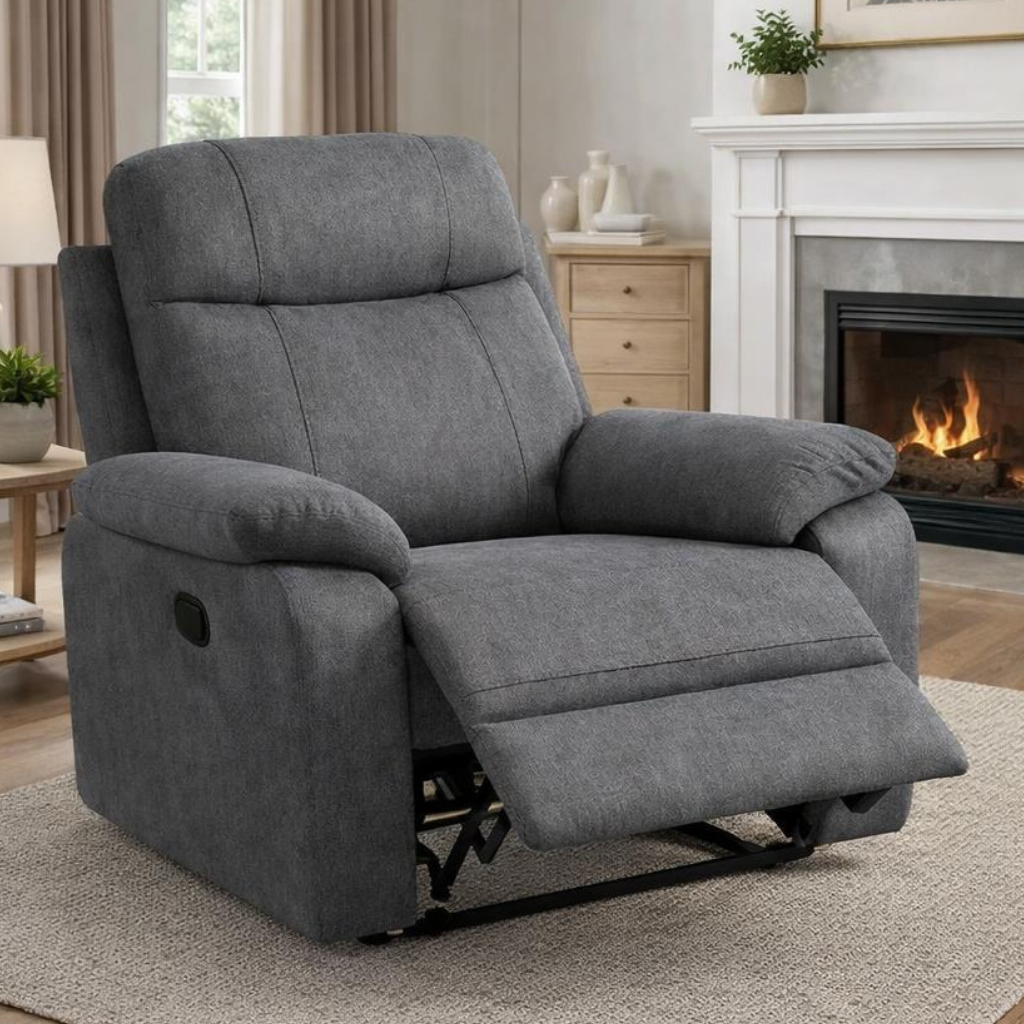 Catherine 1 Seater Recliner Sofa – Pet Friendly Fabric (Charcoal)
